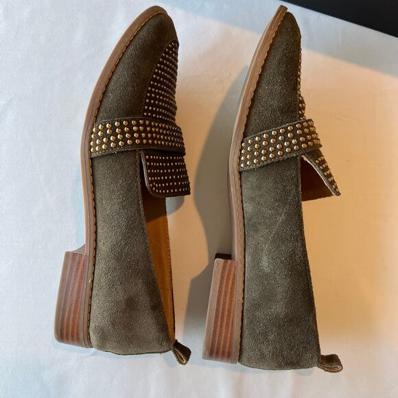 CROWN VINTAGE Lorina - Women's Suede Studded Loafers - Olive Green | Size 8.5 - Picture 6 of 9